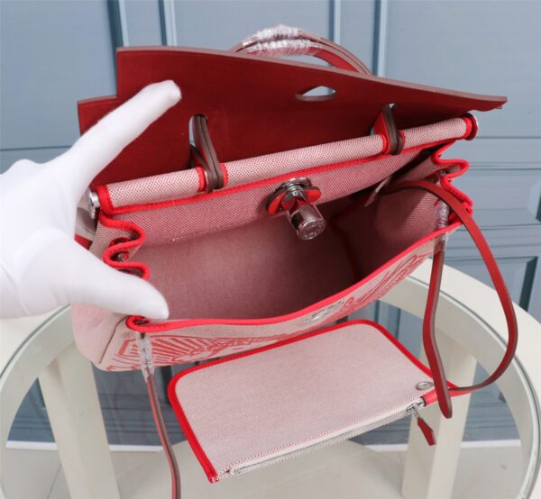 Hermes Horse Inside Seam Cloth Bag - Red - Image 3