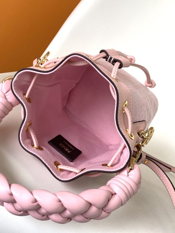 Fendi Mon Tresor Mini FF Embroidered Bucket Bag - Pink - Image 2