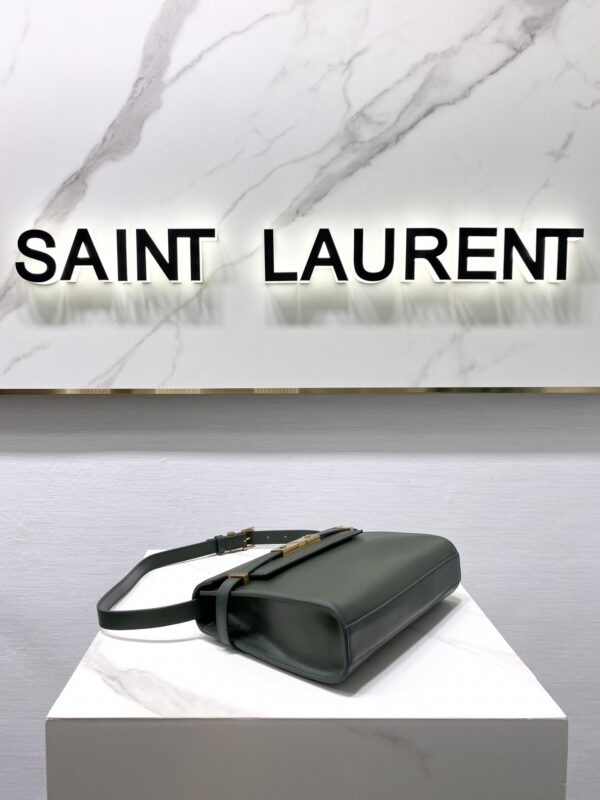 YSL Women Manhattan Baguette Box Large Leather Bag - Green - Image 3