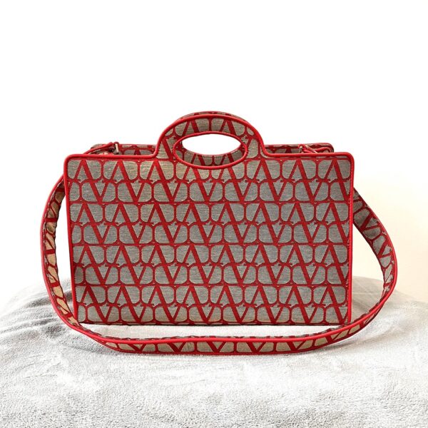 Valentino Garavani Iconographe V Logo Printed Tote Bag - Red - Image 4